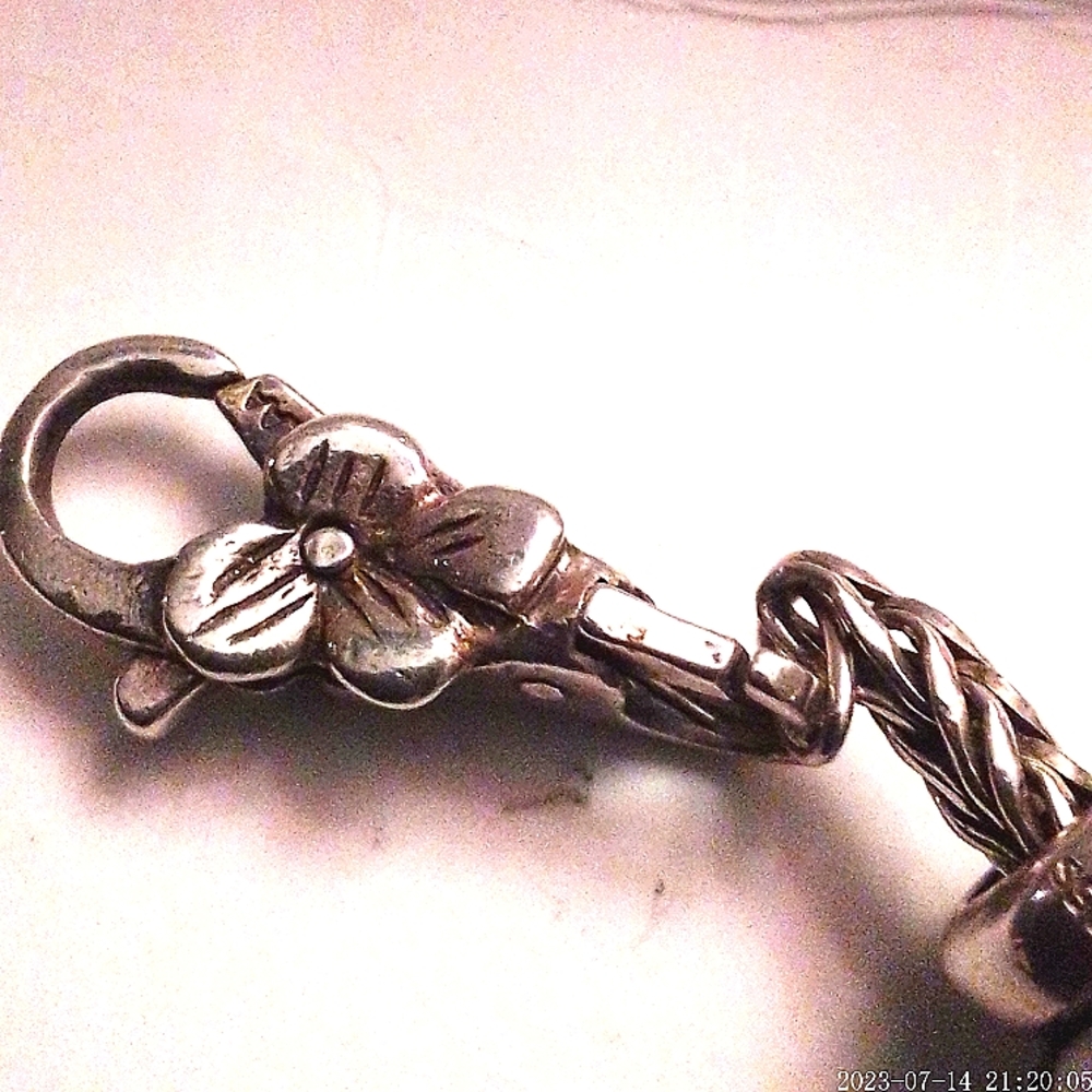 Trollbead large flower clasp and silver bracelet